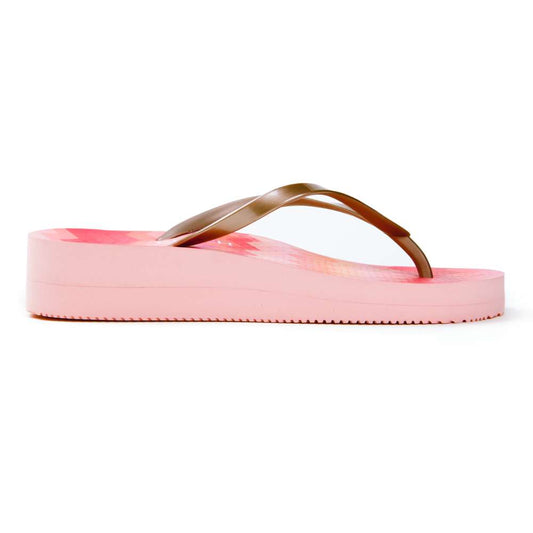 Coogee Wedge Toe Post Sandal - Pink Zig Zag