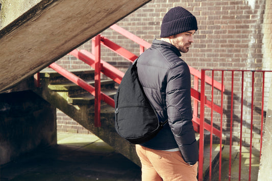 Lifestyle image for Textured Nylon Backpack Medium - Multiple