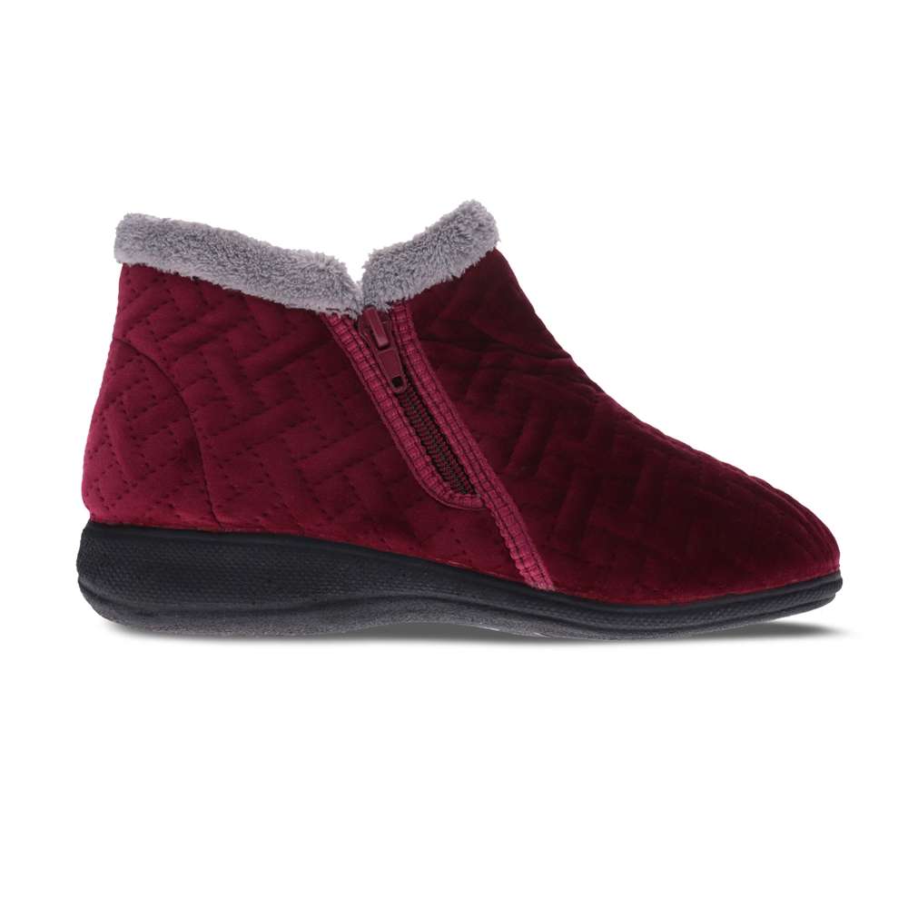 Dahlia Quilt Slipper - Wine