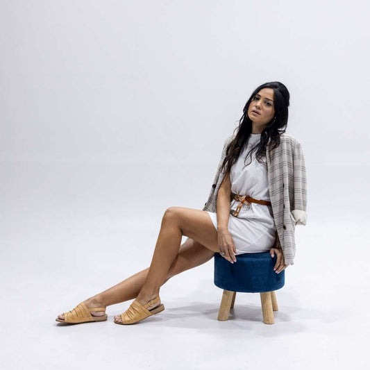 Lifestyle image for Mandy Flat Sandal - Almond