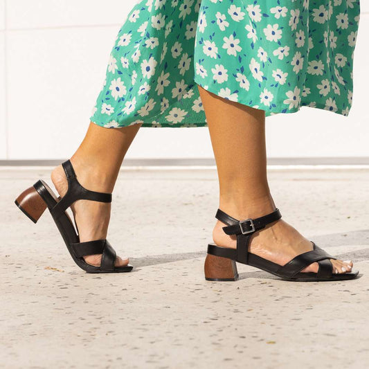 Lifestyle image for Yara Heeled Sandal - Pale Pink Croc